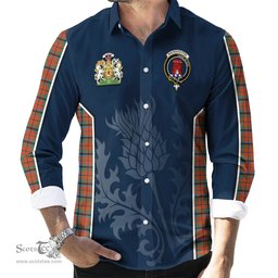 ScotsTee Shop Scottish MacNaughton Ancient Clan Scottish Crest and Scottish Thistle Sport Tartan Long Sleeve Shirt