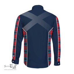 ScotsTee Shop Scottish MacTavish Modern Clan Scottish Crest and Scottish Thistle Sport Tartan Long Sleeve Shirt