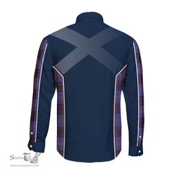 ScotsTee Shop Scottish Rutherford Clan Scottish Crest and Scottish Thistle Sport Tartan Long Sleeve Shirt