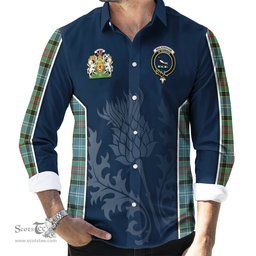 ScotsTee Shop Scottish Walkinshaw Clan Scottish Crest and Scottish Thistle Sport Tartan Long Sleeve Shirt