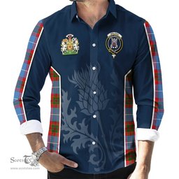 ScotsTee Shop Scottish Spalding Clan Scottish Crest and Scottish Thistle Sport Tartan Long Sleeve Shirt