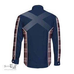 ScotsTee Shop Scottish MacPherson Clan Scottish Crest and Scottish Thistle Sport Tartan Long Sleeve Shirt