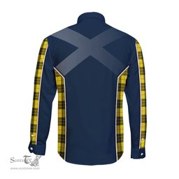 ScotsTee Shop Scottish MacLeod of Lewis Modern Clan Scottish Crest and Scottish Thistle Sport Tartan Long Sleeve Shirt