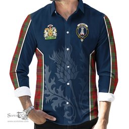 ScotsTee Shop Scottish MacLean of Duart Clan Scottish Crest and Scottish Thistle Sport Tartan Long Sleeve Shirt