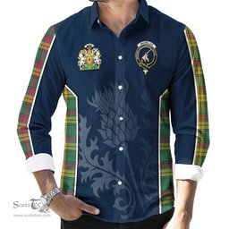 ScotsTee Shop Scottish MacMillan Old Ancient Clan Scottish Crest and Scottish Thistle Sport Tartan Long Sleeve Shirt