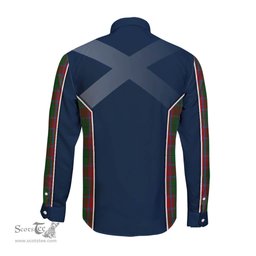 ScotsTee Shop Scottish MacPhail Blue Bands Clan Scottish Crest and Scottish Thistle Sport Tartan Long Sleeve Shirt