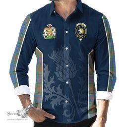 ScotsTee Shop Scottish Stewart of Appin Hunting Ancient Clan Scottish Crest and Scottish Thistle Sport Tartan Long Sleeve Shirt