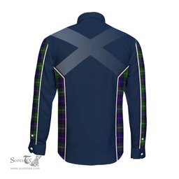 ScotsTee Shop Scottish MacThomas Modern Clan Scottish Crest and Scottish Thistle Sport Tartan Long Sleeve Shirt