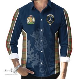ScotsTee Shop Scottish Muirhead Old Clan Scottish Crest and Scottish Thistle Sport Tartan Long Sleeve Shirt