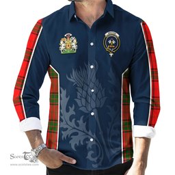 ScotsTee Shop Scottish Maxtone Clan Scottish Crest and Scottish Thistle Sport Tartan Long Sleeve Shirt
