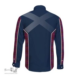 ScotsTee Shop Scottish McCall (Caithness) Clan Scottish Crest and Scottish Thistle Sport Tartan Long Sleeve Shirt