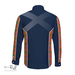 ScotsTee Shop Scottish Ross Ancient Clan Scottish Crest and Scottish Thistle Sport Tartan Long Sleeve Shirt
