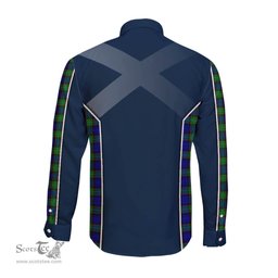 ScotsTee Shop Scottish Sempill Modern Clan Scottish Crest and Scottish Thistle Sport Tartan Long Sleeve Shirt