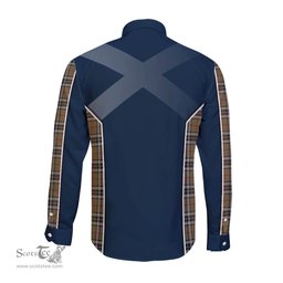 ScotsTee Shop Scottish Thomson Camel Clan Scottish Crest and Scottish Thistle Sport Tartan Long Sleeve Shirt