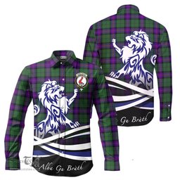 ScotsTee Shop Scottish Armstrong Modern Clan Crest Tartan Alba Gu Brath Regal Lion Emblem Long Sleeve Shirt