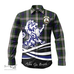 ScotsTee Shop Scottish Blair Dress Clan Crest Tartan Alba Gu Brath Regal Lion Emblem Long Sleeve Shirt
