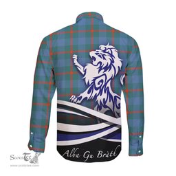 ScotsTee Shop Scottish Agnew Ancient Clan Crest Tartan Alba Gu Brath Regal Lion Emblem Long Sleeve Shirt