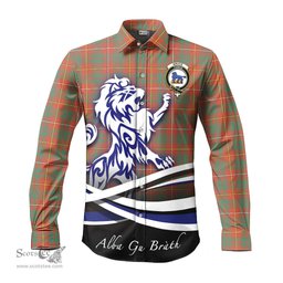 ScotsTee Shop Scottish Bruce Ancient Clan Crest Tartan Alba Gu Brath Regal Lion Emblem Long Sleeve Shirt