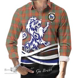 ScotsTee Shop Scottish Bruce Ancient Clan Crest Tartan Alba Gu Brath Regal Lion Emblem Long Sleeve Shirt