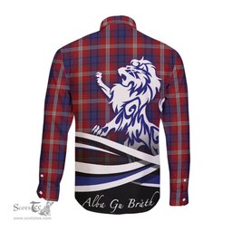 ScotsTee Shop Scottish Ainslie Clan Crest Tartan Alba Gu Brath Regal Lion Emblem Long Sleeve Shirt