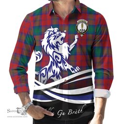 ScotsTee Shop Scottish Auchinleck Clan Crest Tartan Alba Gu Brath Regal Lion Emblem Long Sleeve Shirt