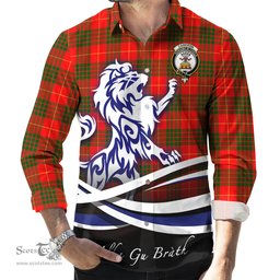 ScotsTee Shop Scottish Cameron Modern Clan Crest Tartan Alba Gu Brath Regal Lion Emblem Long Sleeve Shirt