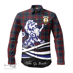ScotsTee Shop Scottish Allison Red Clan Crest Tartan Alba Gu Brath Regal Lion Emblem Long Sleeve Shirt