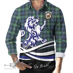 ScotsTee Shop Scottish Baillie Ancient Clan Crest Tartan Alba Gu Brath Regal Lion Emblem Long Sleeve Shirt