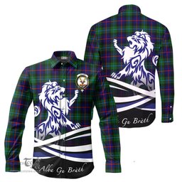ScotsTee Shop Scottish Calder Modern Clan Crest Tartan Alba Gu Brath Regal Lion Emblem Long Sleeve Shirt