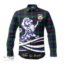 ScotsTee Shop Scottish Calder Modern Clan Crest Tartan Alba Gu Brath Regal Lion Emblem Long Sleeve Shirt