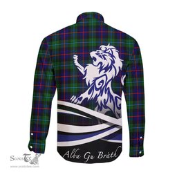 ScotsTee Shop Scottish Calder Modern Clan Crest Tartan Alba Gu Brath Regal Lion Emblem Long Sleeve Shirt