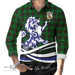 ScotsTee Shop Scottish Beveridge Clan Crest Tartan Alba Gu Brath Regal Lion Emblem Long Sleeve Shirt