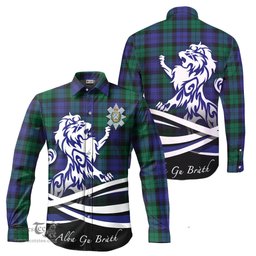 ScotsTee Shop Scottish Black Watch Modern Clan Crest Tartan Alba Gu Brath Regal Lion Emblem Long Sleeve Shirt