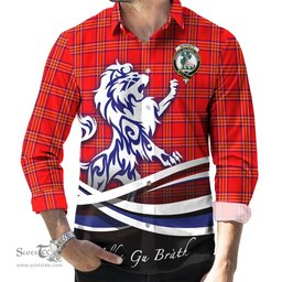 ScotsTee Shop Scottish Burnett Modern Clan Crest Tartan Alba Gu Brath Regal Lion Emblem Long Sleeve Shirt