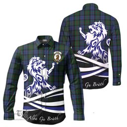 ScotsTee Shop Scottish Baird Clan Crest Tartan Alba Gu Brath Regal Lion Emblem Long Sleeve Shirt