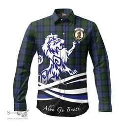 ScotsTee Shop Scottish Baird Clan Crest Tartan Alba Gu Brath Regal Lion Emblem Long Sleeve Shirt