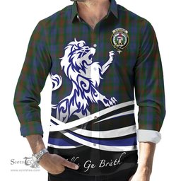 ScotsTee Shop Scottish Buchanan Hunting Clan Crest Tartan Alba Gu Brath Regal Lion Emblem Long Sleeve Shirt