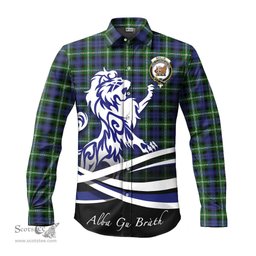 ScotsTee Shop Scottish Baillie Modern Clan Crest Tartan Alba Gu Brath Regal Lion Emblem Long Sleeve Shirt