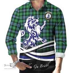 ScotsTee Shop Scottish Arbuthnot Ancient Clan Crest Tartan Alba Gu Brath Regal Lion Emblem Long Sleeve Shirt