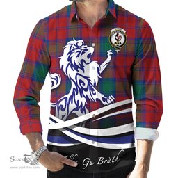 ScotsTee Shop Scottish Byres (Byses) Clan Crest Tartan Alba Gu Brath Regal Lion Emblem Long Sleeve Shirt