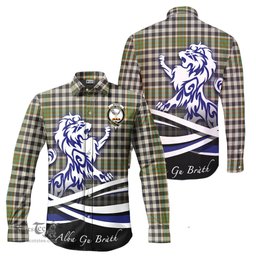 ScotsTee Shop Scottish Burns Check Clan Crest Tartan Alba Gu Brath Regal Lion Emblem Long Sleeve Shirt