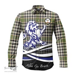 ScotsTee Shop Scottish Burns Check Clan Crest Tartan Alba Gu Brath Regal Lion Emblem Long Sleeve Shirt