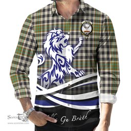 ScotsTee Shop Scottish Burns Check Clan Crest Tartan Alba Gu Brath Regal Lion Emblem Long Sleeve Shirt