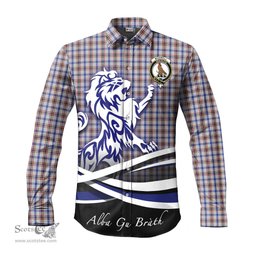 ScotsTee Shop Scottish Boswell Clan Crest Tartan Alba Gu Brath Regal Lion Emblem Long Sleeve Shirt