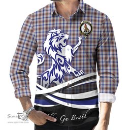 ScotsTee Shop Scottish Boswell Clan Crest Tartan Alba Gu Brath Regal Lion Emblem Long Sleeve Shirt