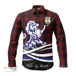 ScotsTee Shop Scottish Cameron Black and Red Clan Crest Tartan Alba Gu Brath Regal Lion Emblem Long Sleeve Shirt