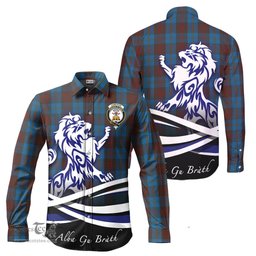 ScotsTee Shop Scottish Cameron Hunting Clan Crest Tartan Alba Gu Brath Regal Lion Emblem Long Sleeve Shirt