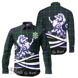 ScotsTee Shop Scottish Black Watch Clan Crest Tartan Alba Gu Brath Regal Lion Emblem Long Sleeve Shirt