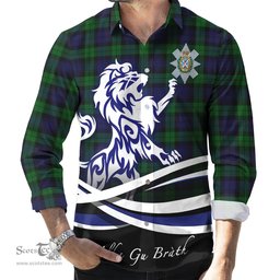 ScotsTee Shop Scottish Black Watch Clan Crest Tartan Alba Gu Brath Regal Lion Emblem Long Sleeve Shirt