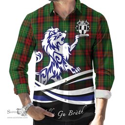 ScotsTee Shop Scottish Blackstock Hunting Clan Crest Tartan Alba Gu Brath Regal Lion Emblem Long Sleeve Shirt